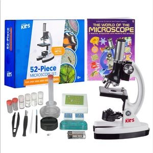 AmScope 1200X 52-pcs Kids Beginner Microscope Kit